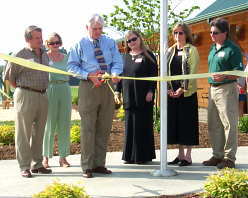 KOA Kampground Grand Opening Friday, June 15th. Congressman John Duncan cutting the ribbon. L-R Bill Stokely, Kay Stokely, Congressman Duncan, Shellie Stokely, Andrea White, Joey Hendrix..KOA Manager.