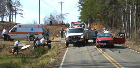 Wreck on Reagan Valley Road near Moses residence.